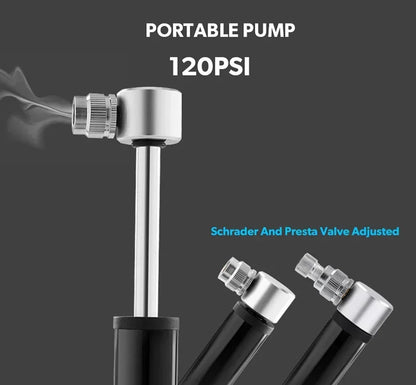 Vridezone Mini E-Bike Tyre Pump – 120 PSI with Presta and Schrader Valves