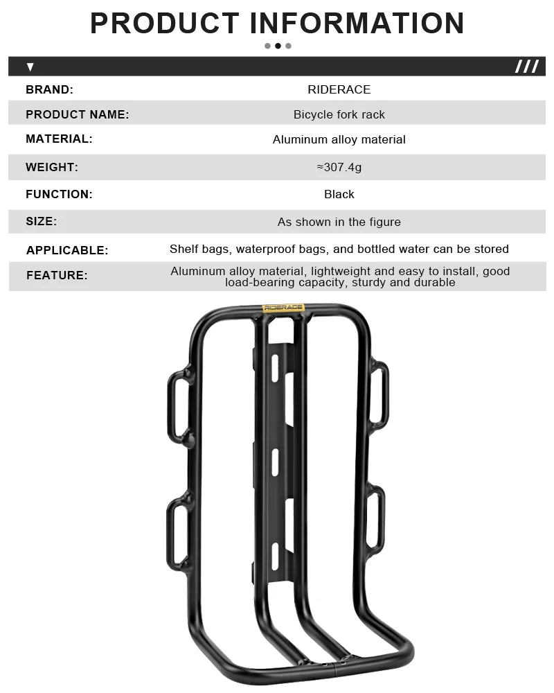 Bicycle Front Fork Shelf Bike Front Rack Carrier Pannier Aluminum Alloy Outdoor Cycling Racks Load Bearing Luggage Shelf Bracket