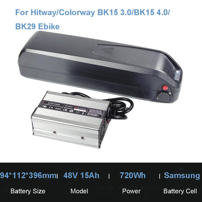E-Bike Batteries 36V 48V 12Ah 15Ah 20Ah Li-ion Battery for Hitway Colorway BK15 BK27 BK29 Baolujie Poleejiek Electric Bike