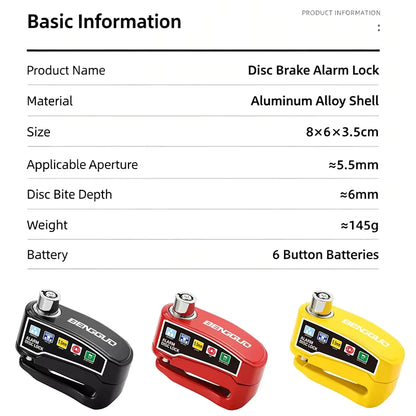 Vridezone 110 dB E-Bike Anti-Theft Disc Brake Lock