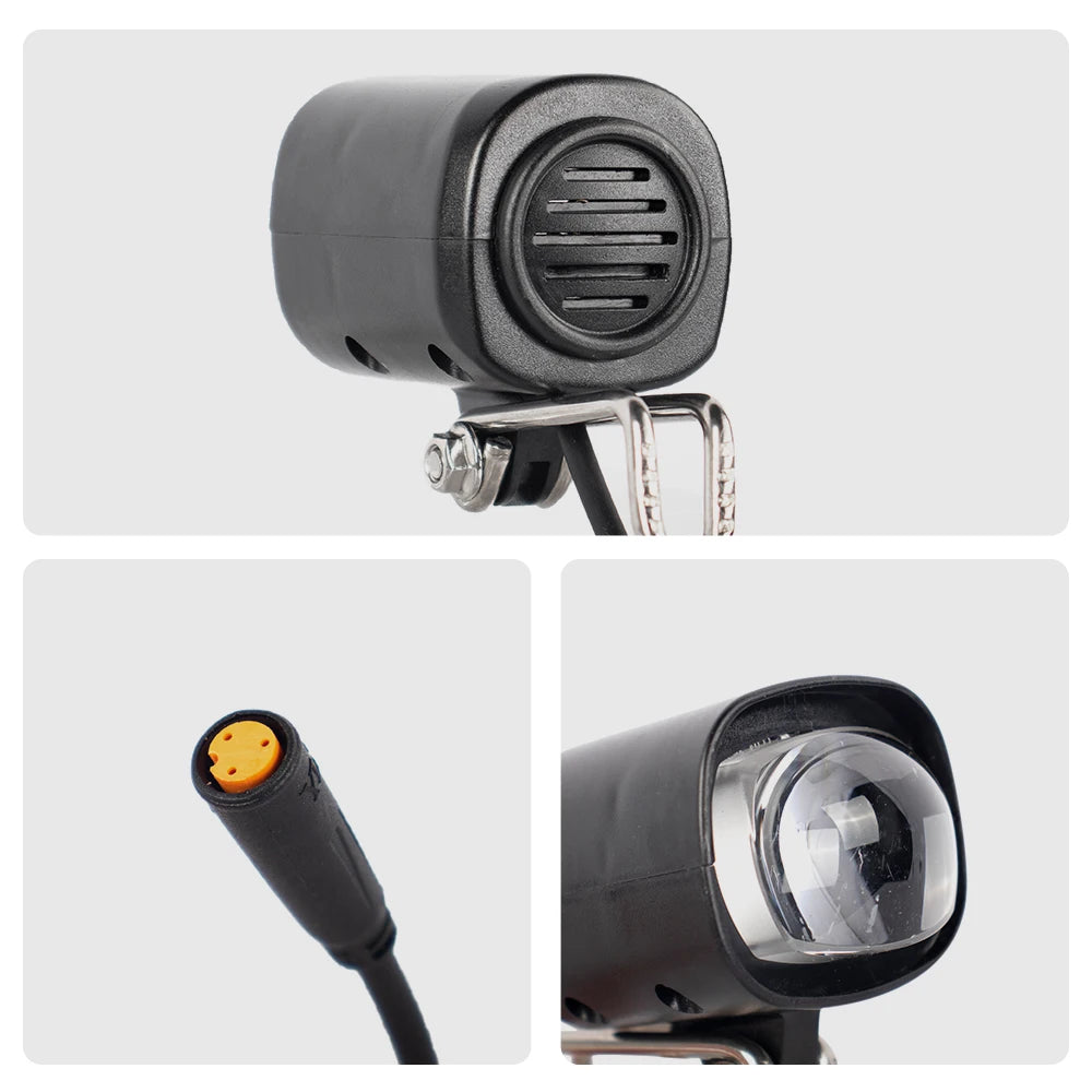 Vridezone 260-Lumen E-Bike Headlight with Integrated Horn