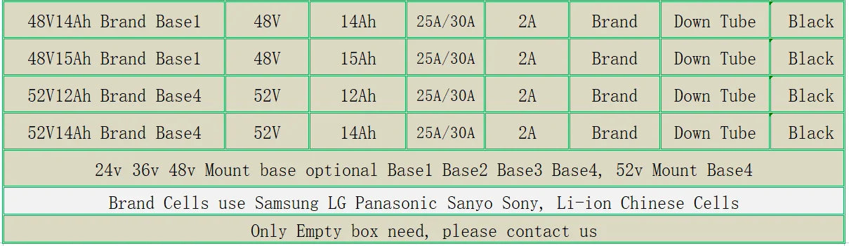 24v 36v 48v 52v Hailong Electric Bike Bicycle batteries 10ah 10.4ah 11.6ah 12ah 13ah 14ah 15ah 16ah 17ah 17.5ah Ebike Battery