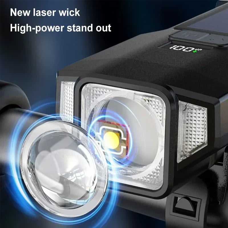 Vridezone 2000 Lumen 4000 mAh Solar E-Bike Headlight